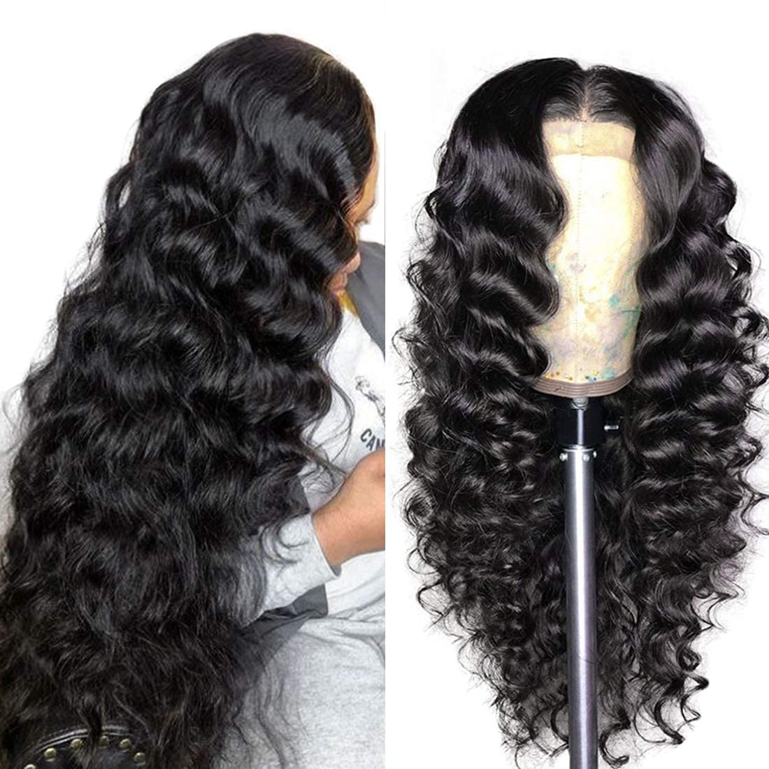 24” Loose Deep Wave 13×4 Frontal Wig – Glueless Pre-Cut Pre-Bleached