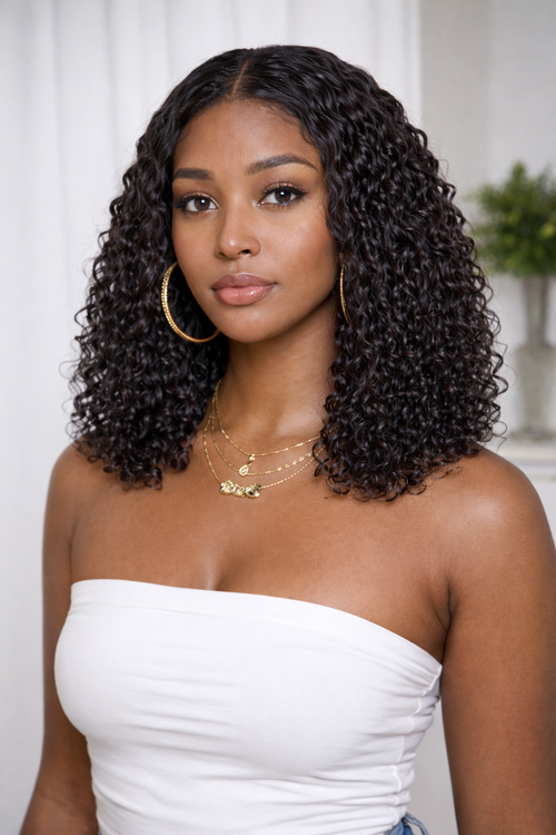 16” Jerry Curly 13×4 Frontal Wig – Glueless Pre-Cut Pre-Bleached
